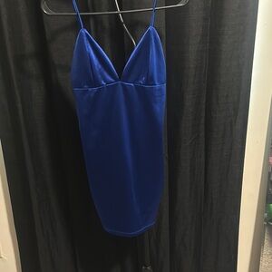 Sleek Blue Spaghetti Strap Dress